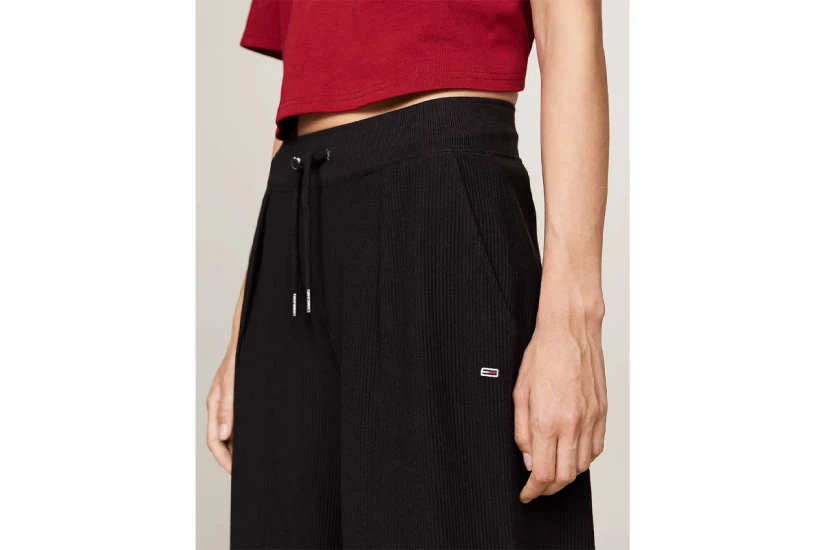 Tommy Jeans Ottoman Pleated Γυναικείο Παντελόνι Φόρμας Μαύρο