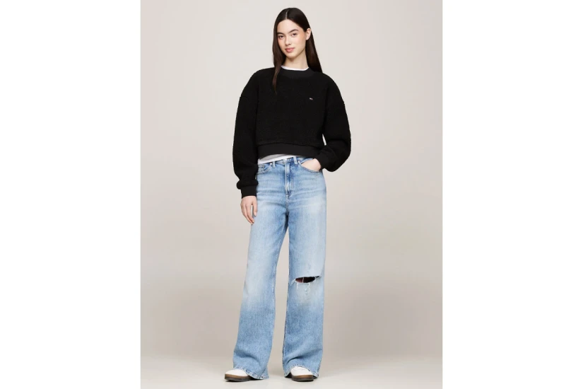 Tommy Jeans Teddy Fleece Oversized Γυναικεία Μακρυμάνικη Μπλούζα