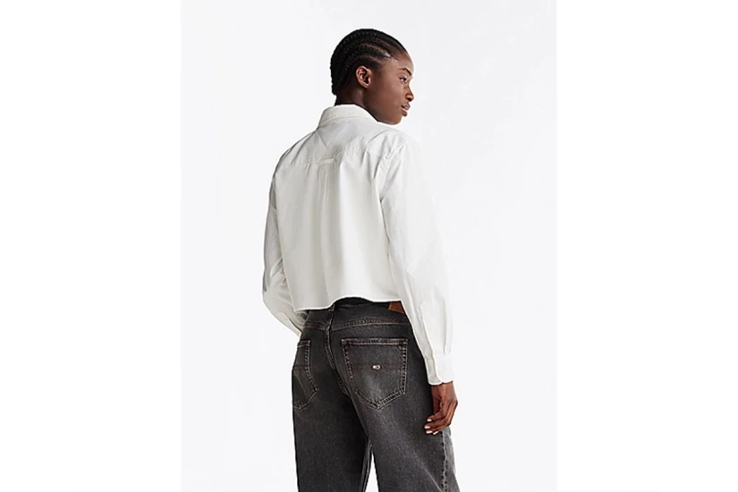 Tommy Jeans Γυναικείο Cropped Πουκάμισο Λευκό