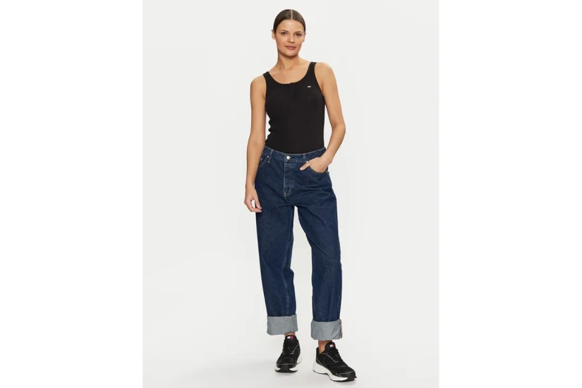 Tommy Jeans Γυναικεία Αμάνικη Μπλούζα Μαύρη