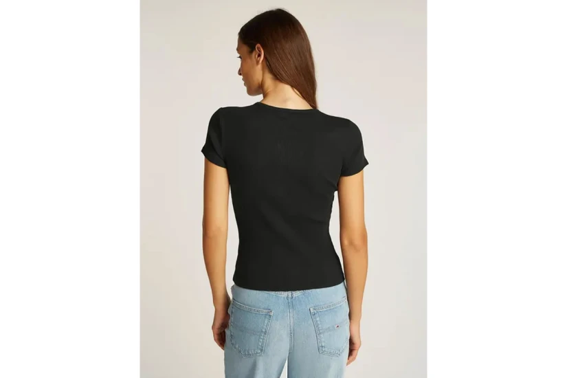 Tommy Jeans Γυναικείο Κοντομάνικο T-Shirt με Λαιμόκοψη Μαύρο