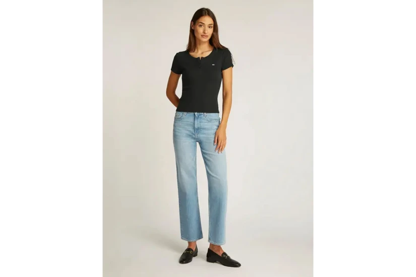 Tommy Jeans Γυναικείο Κοντομάνικο T-Shirt με Λαιμόκοψη Μαύρο