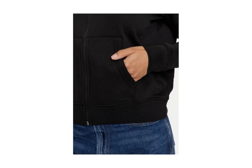 Tommy Jeans Brushed Fleece Γυναικεία Βαμβακερή Ζακέτα με Κουκούλα Μαύρη