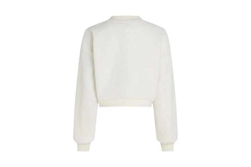Tommy Jeans Teddy Zip Thru Γυναικείο Sherpa Μπουφάν Λευκό