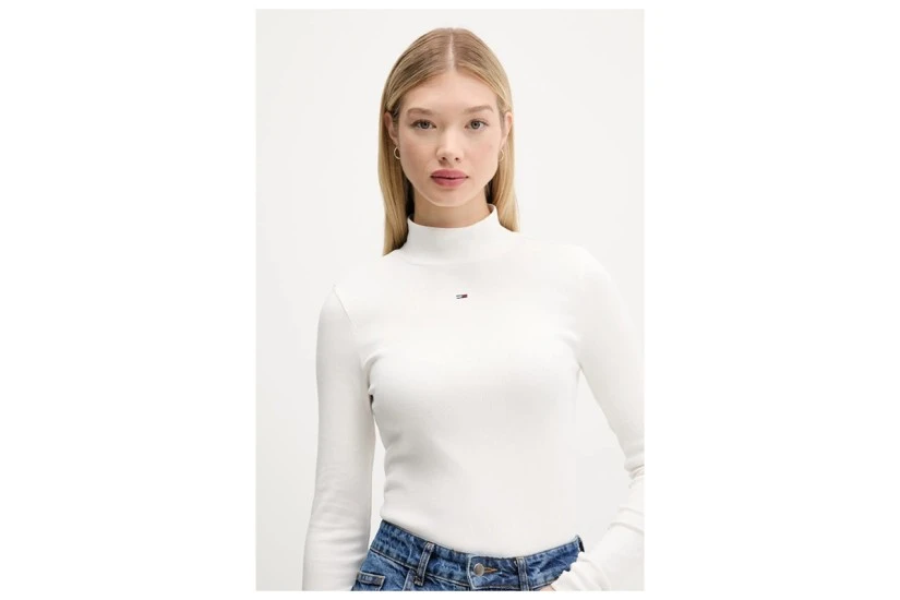 Tommy Jeans Slim Fit Μπλούζα Με Ψηλό Λαιμό Γυναικεία (DW0DW19830 YBL)