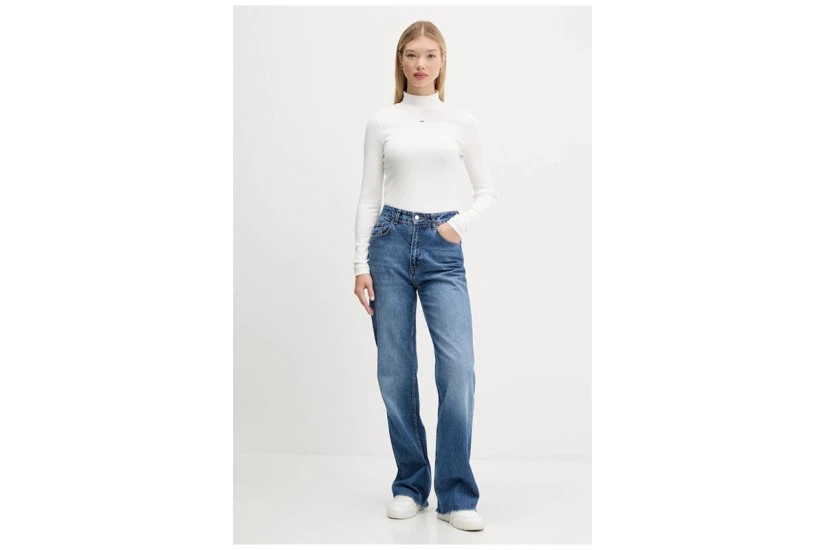 Tommy Jeans Slim Fit Μπλούζα Με Ψηλό Λαιμό Γυναικεία (DW0DW19830 YBL)