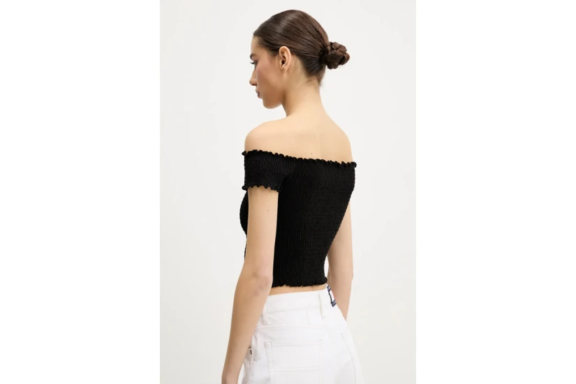 Tommy Jeans Γυναικείο Smock Crop Top Μαύρο