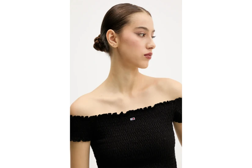 Tommy Jeans Γυναικείο Smock Crop Top Μαύρο
