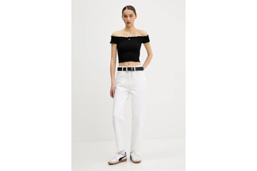 Tommy Jeans Γυναικείο Smock Crop Top Μαύρο