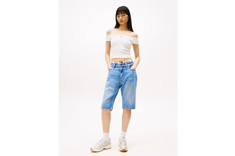 Tommy Jeans Γυναικείο Smock Crop Top Λευκό