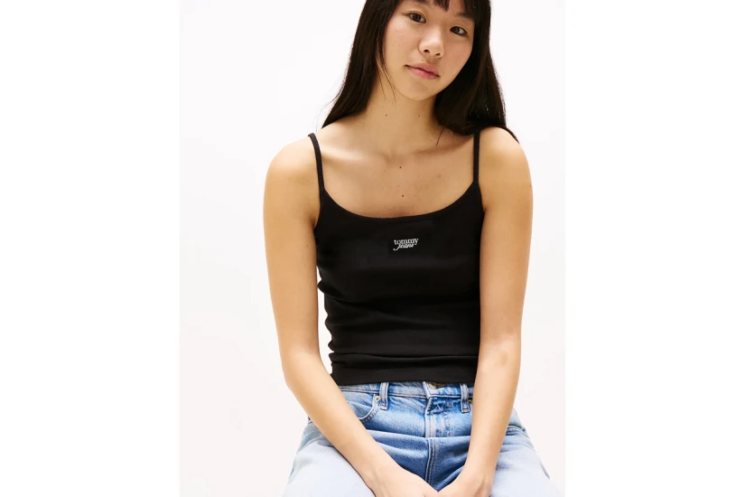 Tommy Jeans Γυναικεία Αμάνικη Μπλούζα Μαύρη