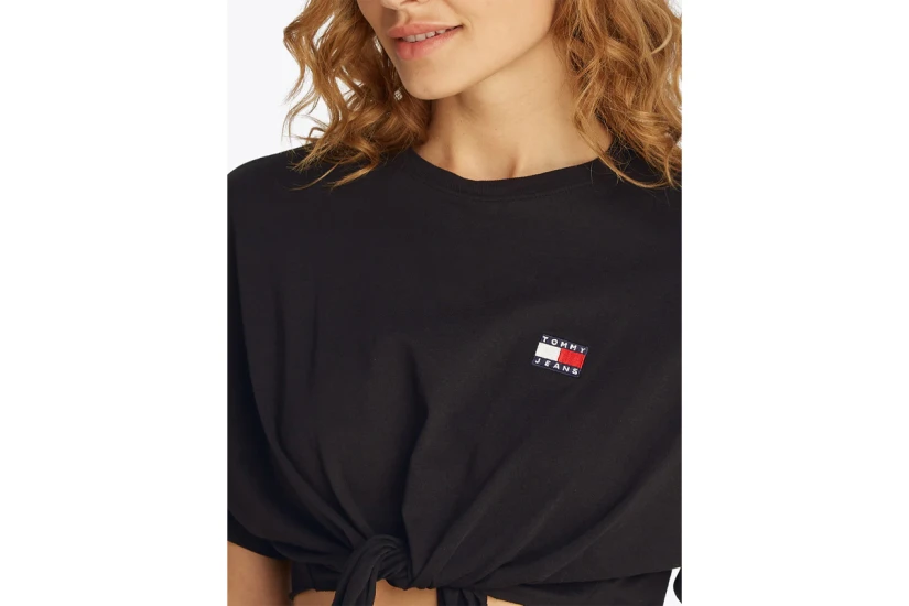 Tommy Jeans Tie Badge Γυναικείο Κοντομάνικο T-Shirt Μαύρο