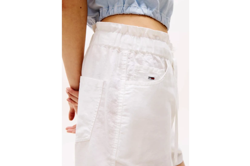 Tommy Jeans Cotton Linen Γυναικείο Casual Σορτς Λευκό