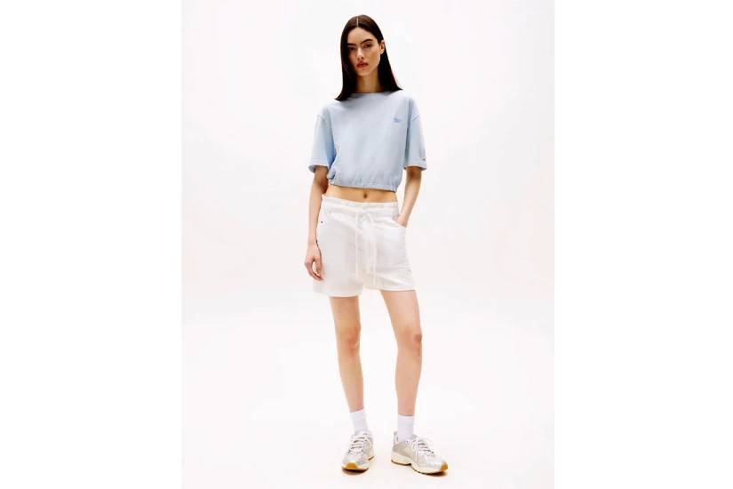 Tommy Jeans Cotton Linen Γυναικείο Casual Σορτς Λευκό