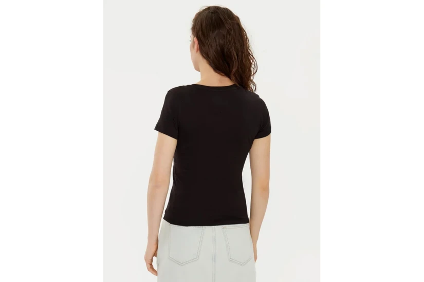 Tommy Jeans Slim V-Neck Γυναικείο Κοντομάνικο T-Shirt Μαύρο