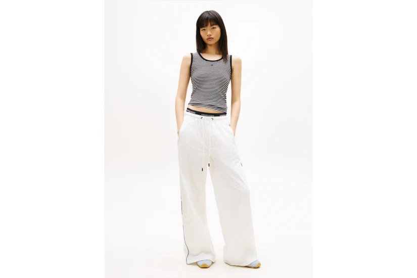 Tommy Jeans Ribbed Slim Scoop Neck Γυναικεία Αμάνικη Μπλούζα
