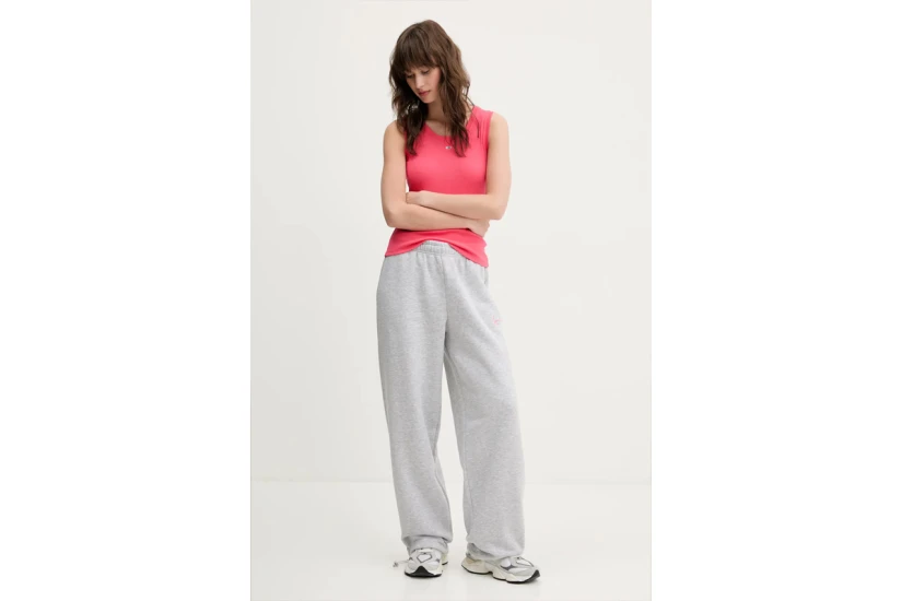 Tommy Jeans Ribbed Slim Scoop Neck Γυναικεία Αμάνικη Μπλούζα Ροζ