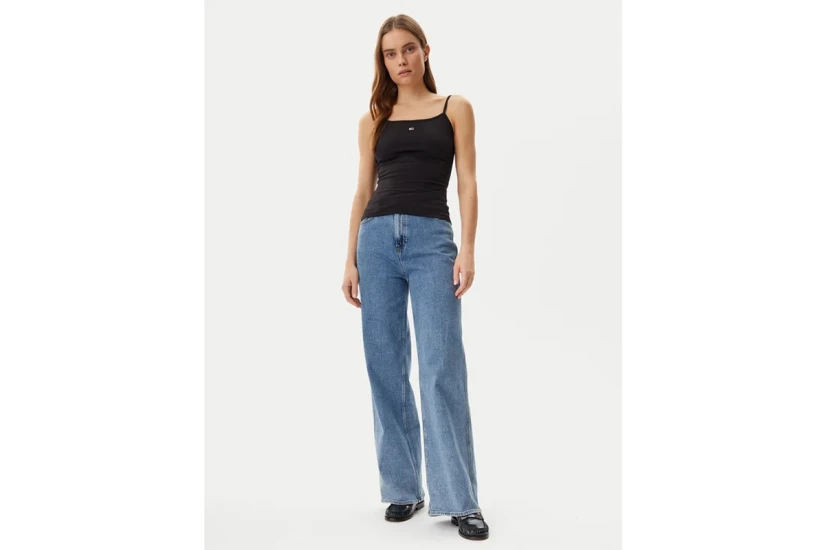 Tommy Jeans Essential Logo Strap Γυναικεία Αμάνικη Μπλούζα Μαύρη