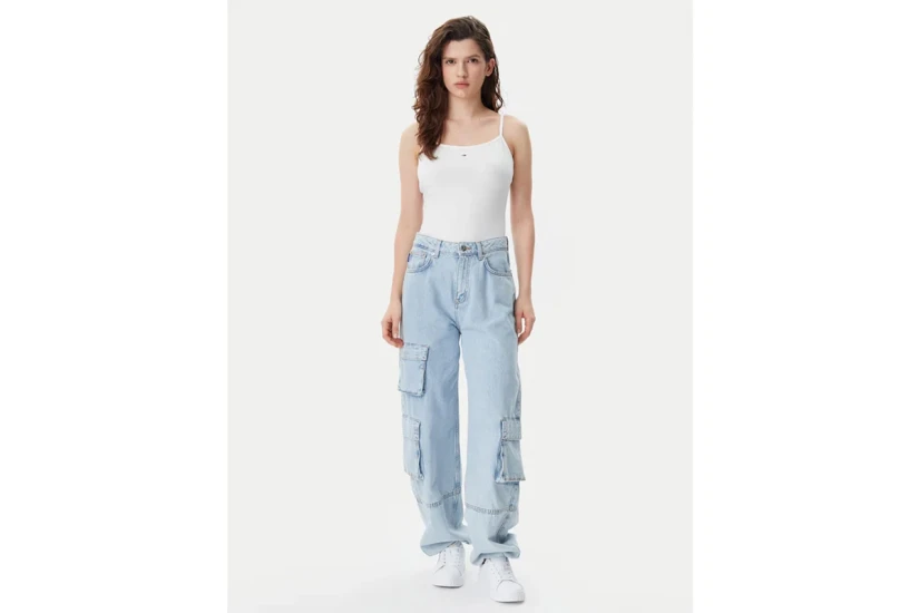 Tommy Jeans Essential Logo Strap Γυναικεία Αμάνικη Μπλούζα Εκρού