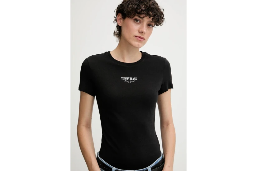 Tommy Jeans Essential Γυναικείο Κοντομάνικο T-Shirt Μαύρο