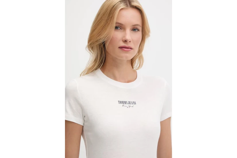 Tommy Jeans Essential Γυναικείο Κοντομάνικο T-Shirt Εκρού
