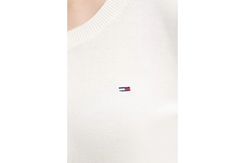 Tommy Jeans Essential Γυναικεία Βαμβακερή Ζακέτα Εκρού