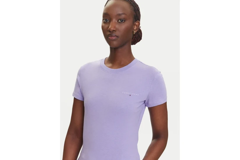 Tommy Jeans Linear Γυναικείο Κοντομάνικο T-Shirt Λιλά