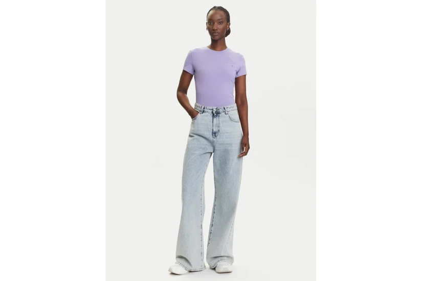 Tommy Jeans Linear Γυναικείο Κοντομάνικο T-Shirt Λιλά