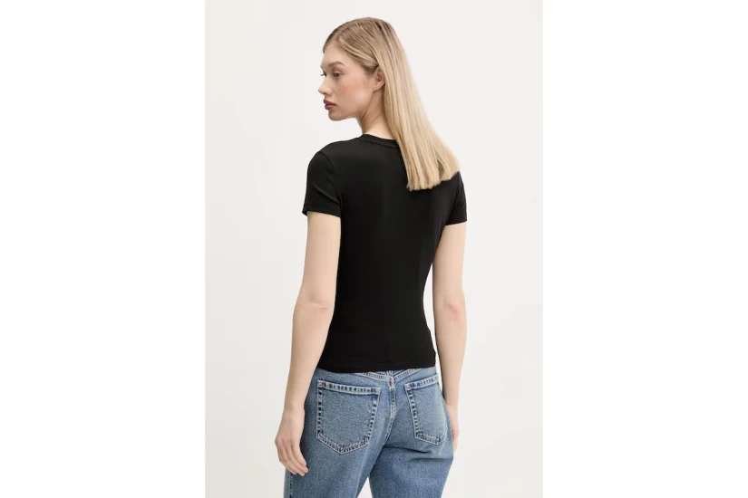 Tommy Jeans Linear Slim Fit Γυναικείο Κοντομάνικο T-Shirt Μαύρο