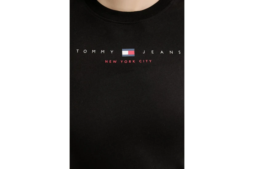 Tommy Jeans Linear Slim Fit Γυναικείο Κοντομάνικο T-Shirt Μαύρο