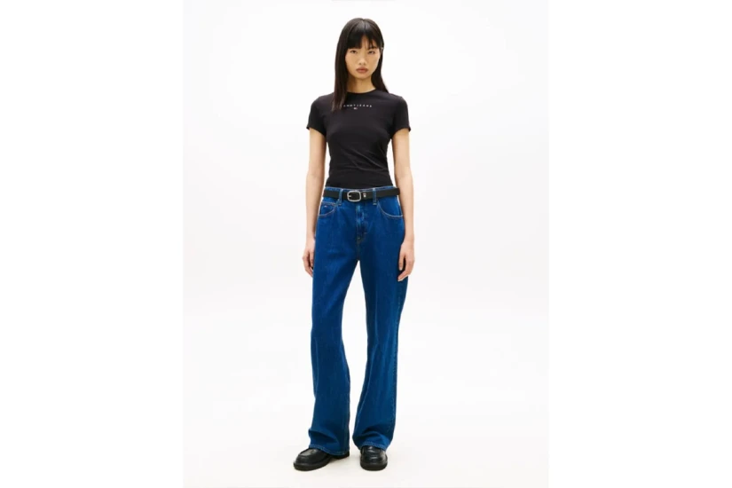 Tommy Jeans Linear Γυναικείο Κοντομάνικο T-Shirt Μαύρο