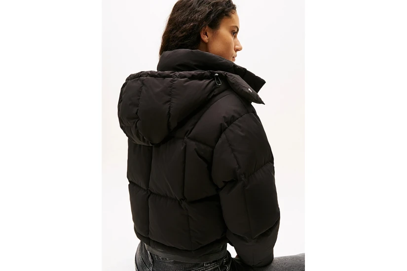 Tommy Jeans Down Cropped Alaska Γυναικείο Μπουφάν Puffer Μαύρο