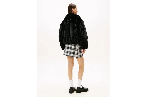 Tommy Jeans Badge Faux Fur Bomber Γούνα Συνθετική Γυναικεία (DW0DW21669 BDS)
