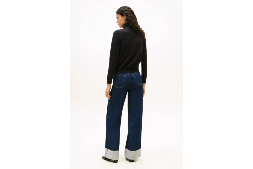 Tommy Jeans Slim Turtleneck Γυναικείο Πουλόβερ Μαύρο
