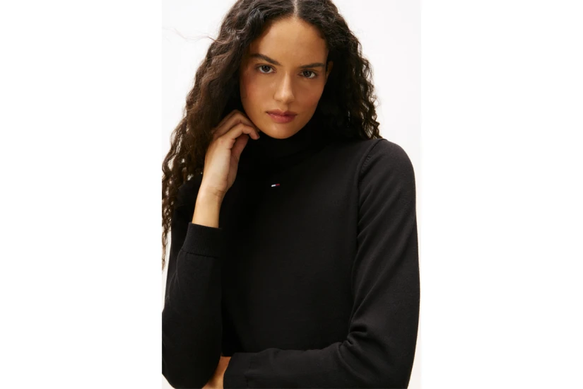 Tommy Jeans Slim Turtleneck Γυναικείο Πουλόβερ Μαύρο