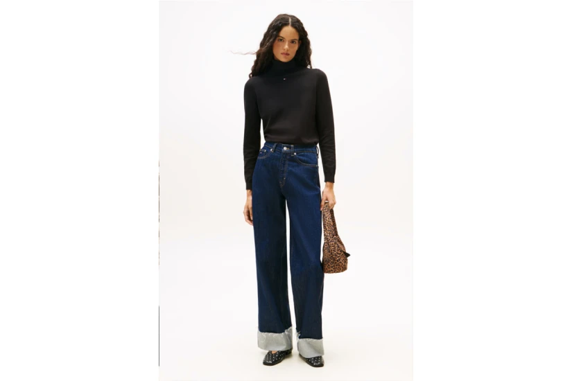 Tommy Jeans Slim Turtleneck Γυναικείο Πουλόβερ Μαύρο