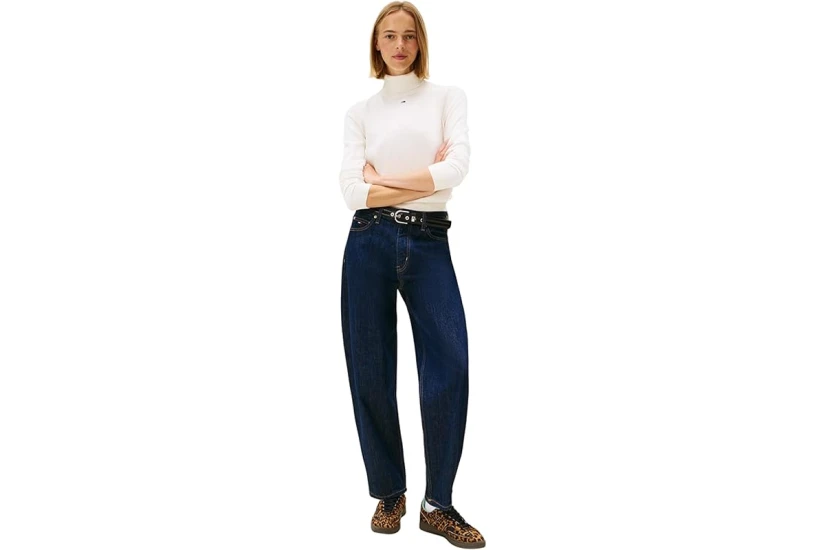 Tommy Jeans Slim Turtleneck Γυναικείο Πουλόβερ Εκρού