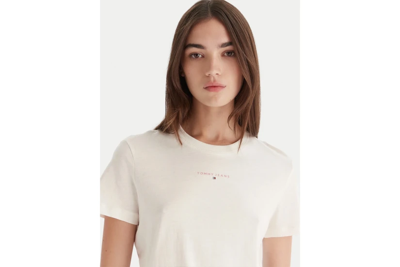 Tommy Jeans Linear Logo Γυναικείο Κοντομάνικο T-Shirt Λευκό