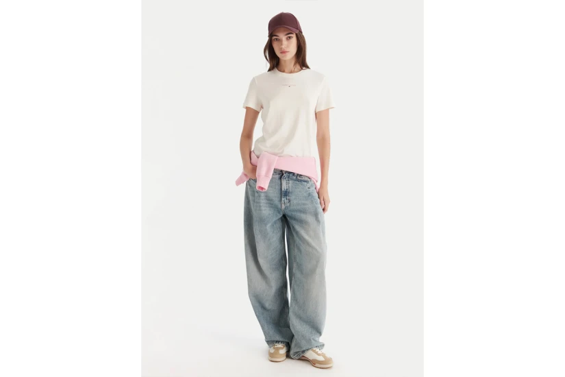 Tommy Jeans Linear Logo Γυναικείο Κοντομάνικο T-Shirt Λευκό