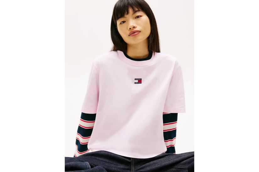 Tommy Jeans Boxy Badge Γυναικείο Κοντομάνικο T-Shirt Ροζ