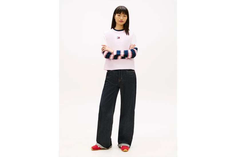Tommy Jeans Boxy Badge Γυναικείο Κοντομάνικο T-Shirt Ροζ