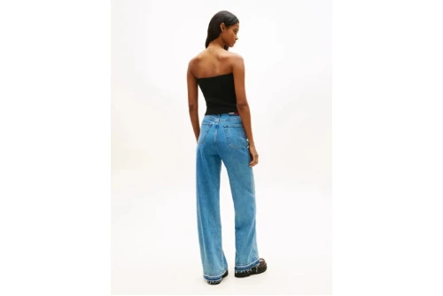Tommy Jeans Slim Bandeau Rib Top Αμάνικο Γυναικείο (DW0DW22263 BDS)