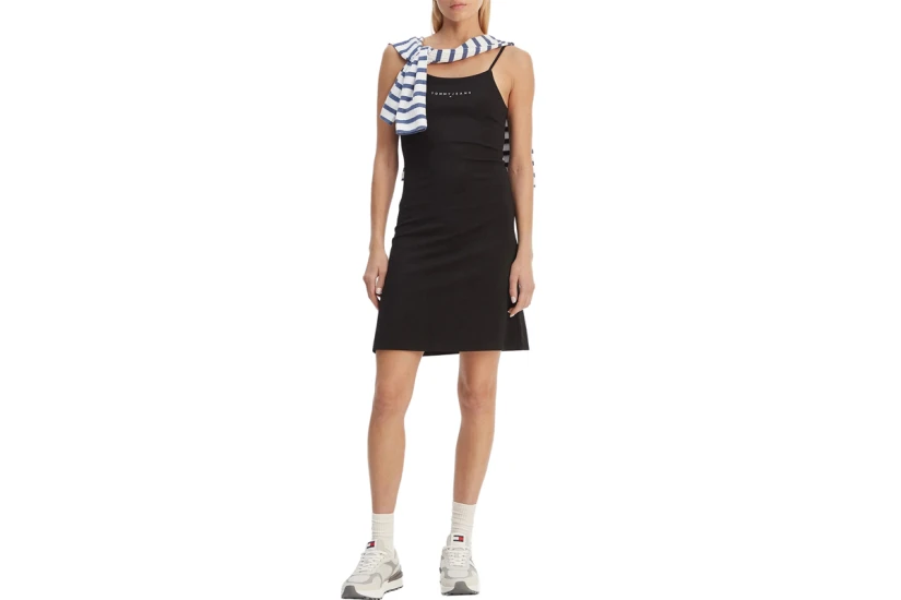 Tommy Jeans Linear Strappy Γυναικείο Φόρεμα Mini Μαύρο