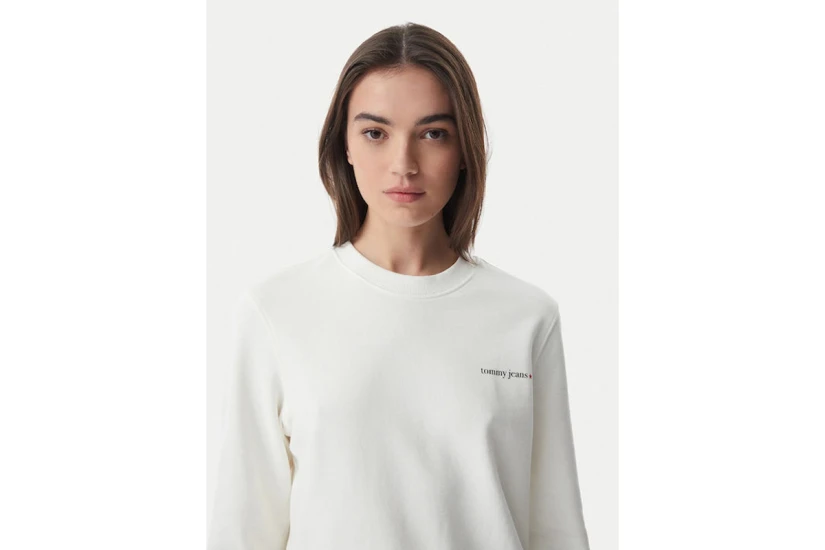 Tommy Jeans Γυναικείο Μακρυμάνικο Φούτερ Εκρού