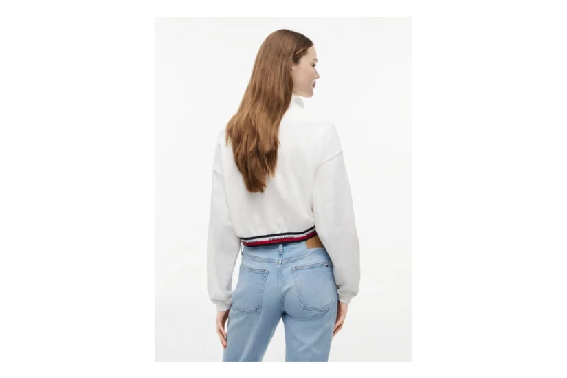 Tommy Jeans Boxy Γυναικεία Μακρυμάνικη Μπλούζα με Φερμουάρ Εκρού