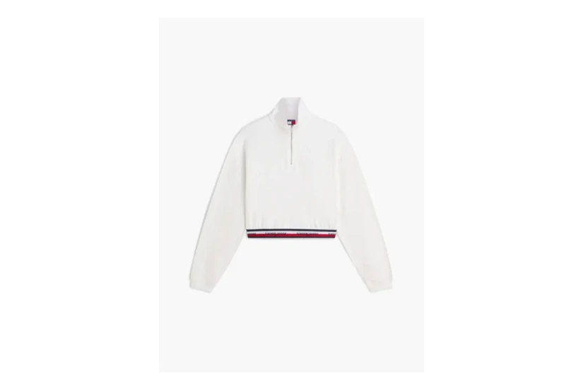 Tommy Jeans Boxy Γυναικεία Μακρυμάνικη Μπλούζα με Φερμουάρ Εκρού