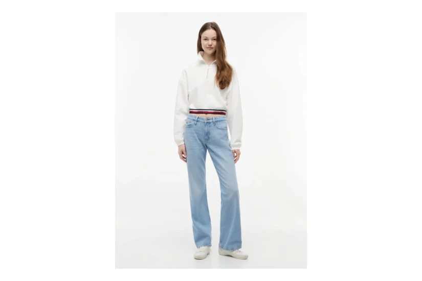 Tommy Jeans Boxy Γυναικεία Μακρυμάνικη Μπλούζα με Φερμουάρ Εκρού