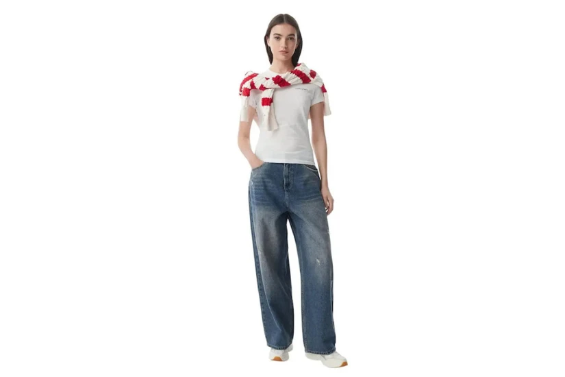 Tommy Jeans Γυναικείο Κοντομάνικο T-Shirt Εκρού
