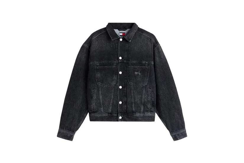 Tommy Jeans Back Rhinestone Logo Γυναικείο Μπουφάν Τζιν Μαύρο