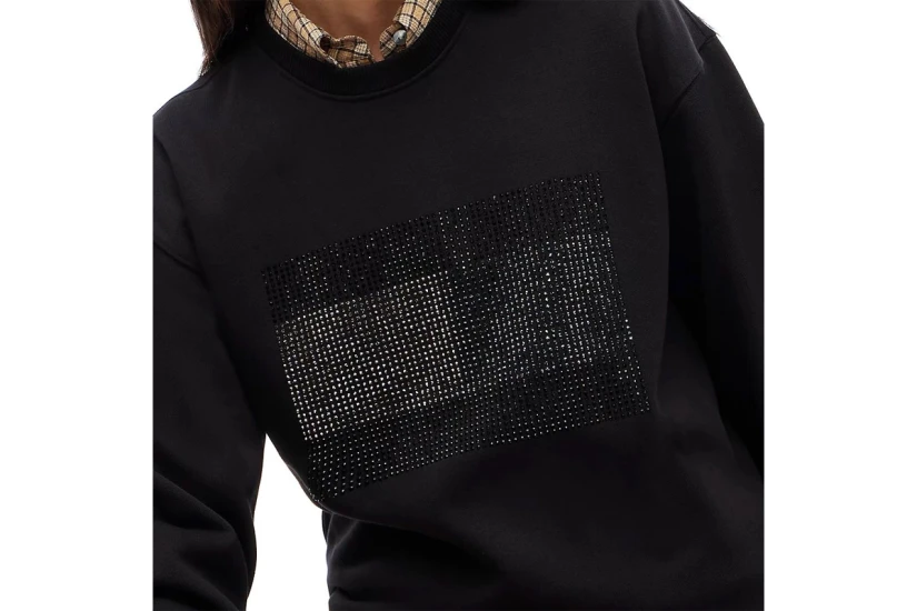 Tommy Jeans Festive Diamante Logo Fleece Μπλούζα Με Λαιμόκοψη Γυναικεία (DW0DW23579 BDS)